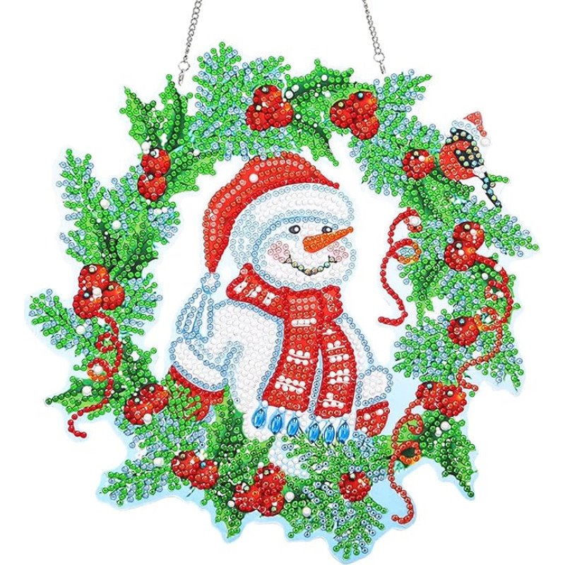 Diamond painting - Diamond Painting - joulukranssi – Lumiukko