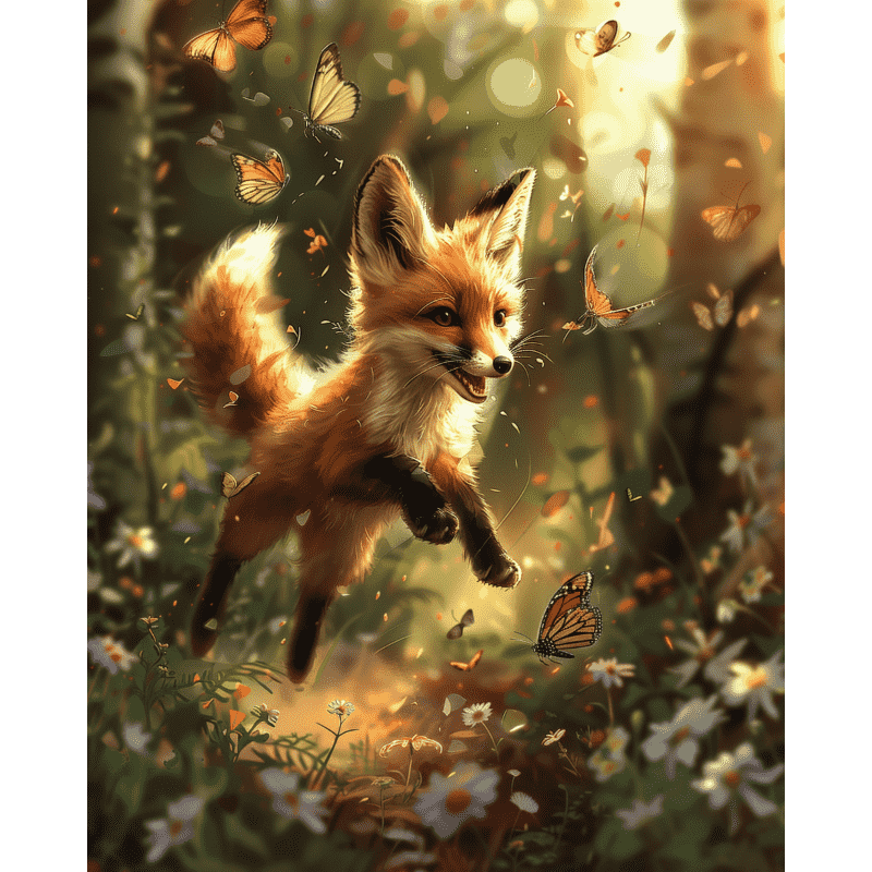 Diamond painting - Iloinen kettu