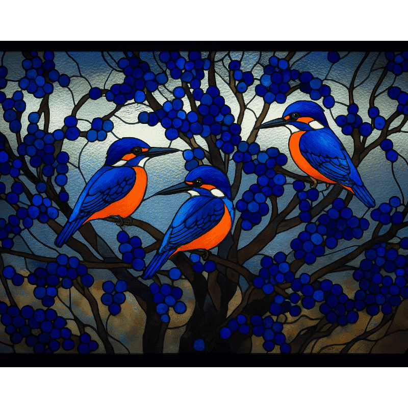 Diamond painting - Lasimaalatut kuningaskalastajat