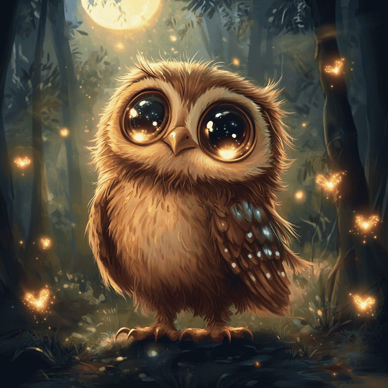 Diamond painting - Pöllö ja kuu