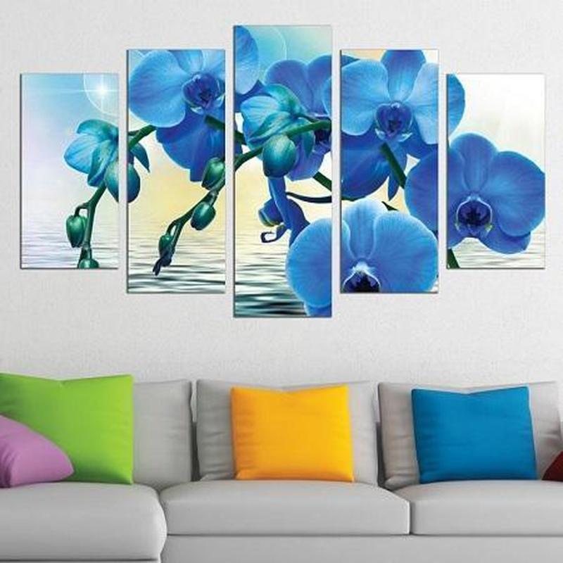 Blauwe lotussen | 5 luiken Diamond painting | Eigen foto | Dieren | Kopen | Dikke dames | Action | Nederland | Steentjes | Diamant | De Diamond Painter