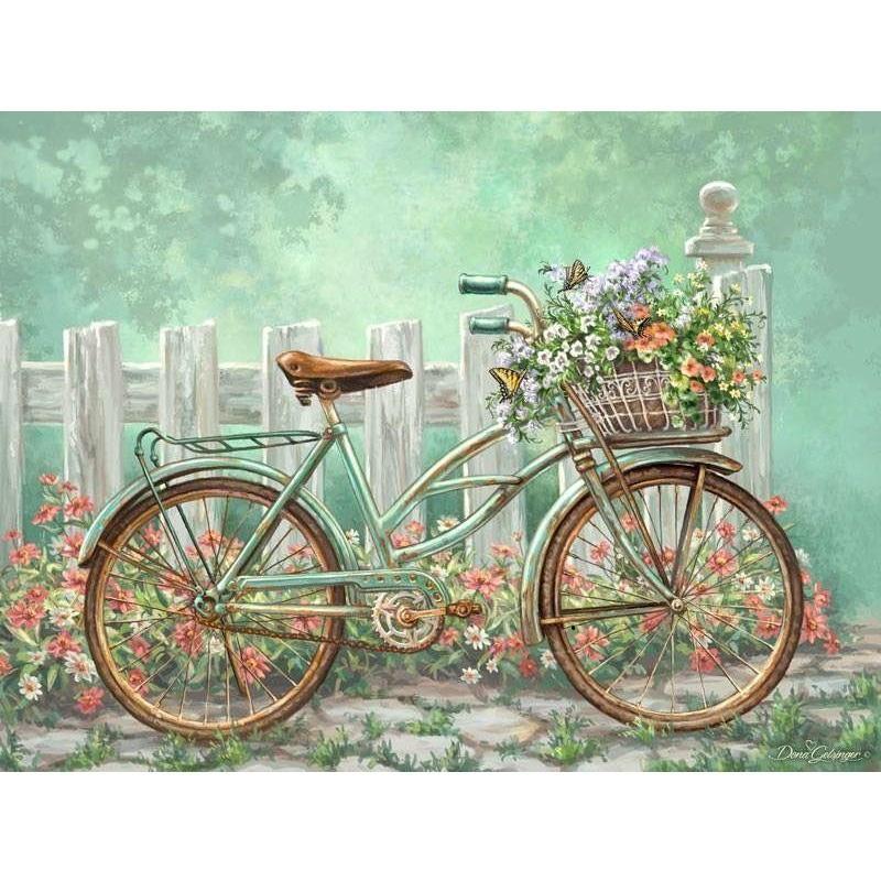 Fiets met bloemenmand Diamond painting | Eigen foto | Dieren | Kopen | Dikke dames | Action | Nederland | Steentjes | Diamant | De Diamond Painter