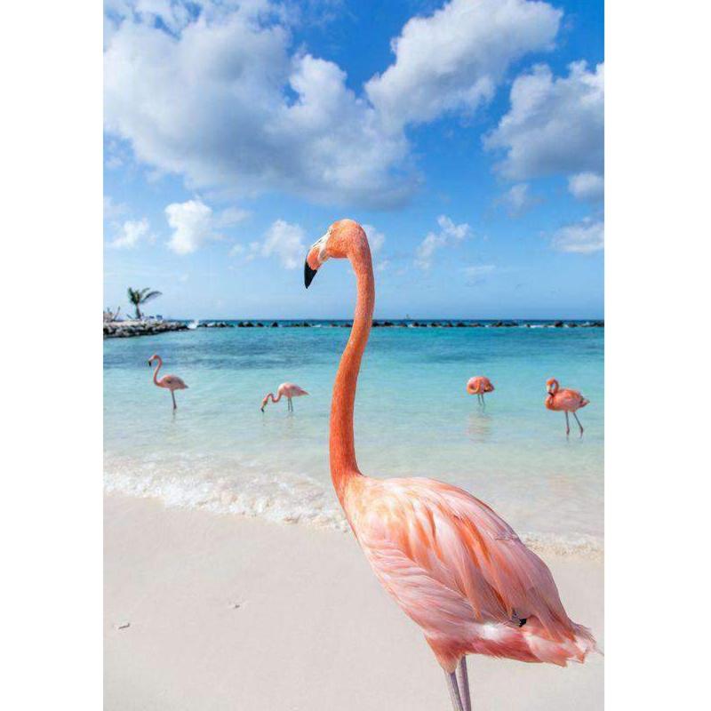 Flamingo's op strand Diamond painting | Eigen foto | Dieren | Kopen | Dikke dames | Action | Nederland | Steentjes | Diamant | De Diamond Painter