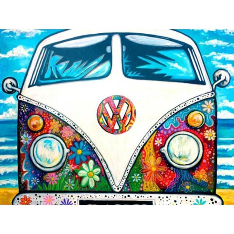 Gekleurde VW bus Diamond painting | Eigen foto | Dieren | Kopen | Dikke dames | Action | Nederland | Steentjes | Diamant | De Diamond Painter