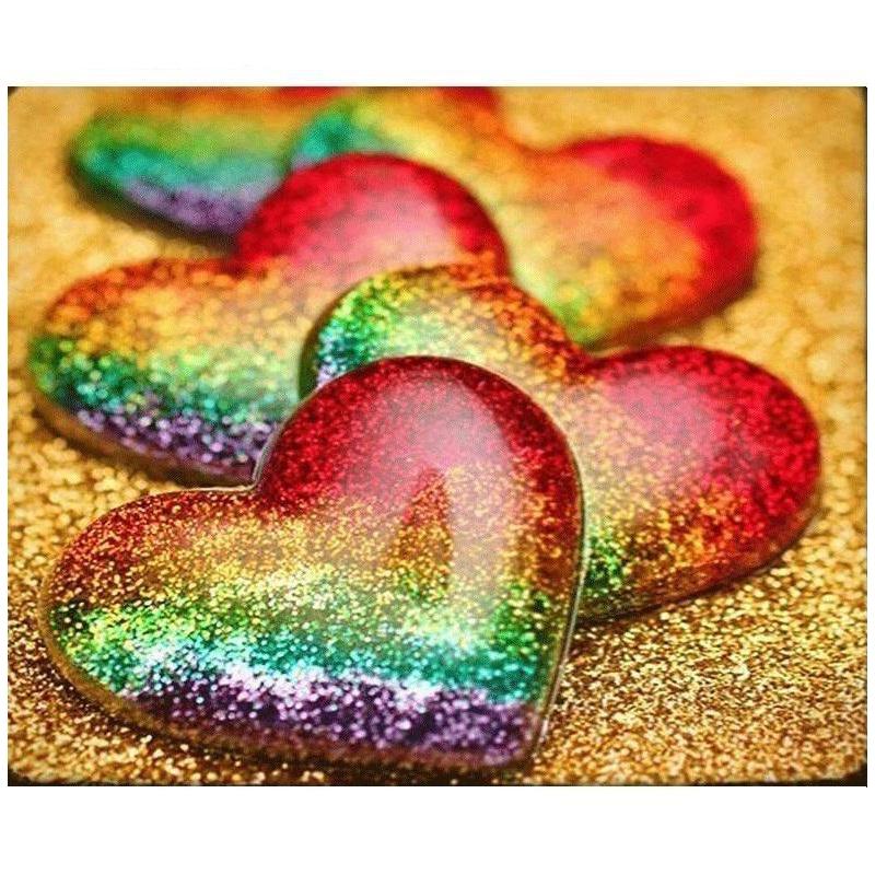 Rainbow hearts Diamond painting | Eigen foto | Dieren | Kopen | Dikke dames | Action | Nederland | Steentjes | Diamant | De Diamond Painter