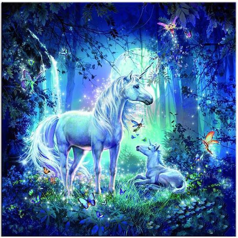 Unicorn met jong Diamond painting | Eigen foto | Dieren | Kopen | Dikke dames | Action | Nederland | Steentjes | Diamant | De Diamond Painter